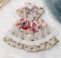Платье для шарнирной куклы BJD 1/6, 26-30 см бело-розовое "Пион"