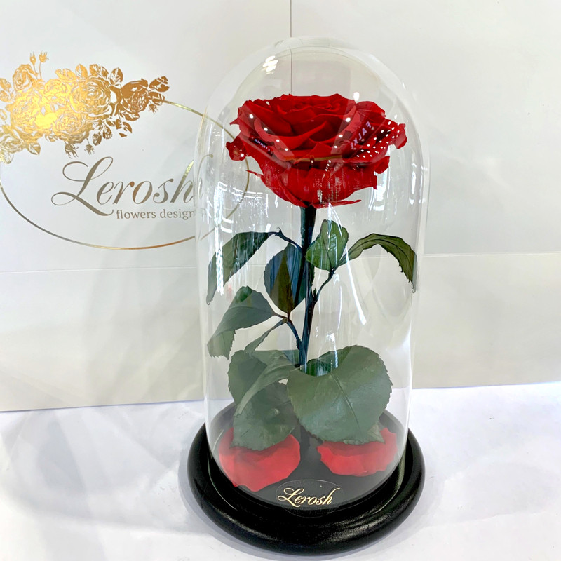 Червона	троянда в колбі Lerosh — Premium 27 см