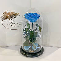 Голубая роза в колбе Lerosh - Premium 27 см
