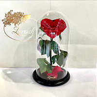 Червона	троянда в колбі Серце Lerosh — Premium 27 см