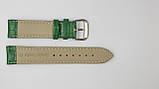 Зелений шкіряний ремінець для наручних годинників з фактурою під крокодила, 20 мм, фото 4