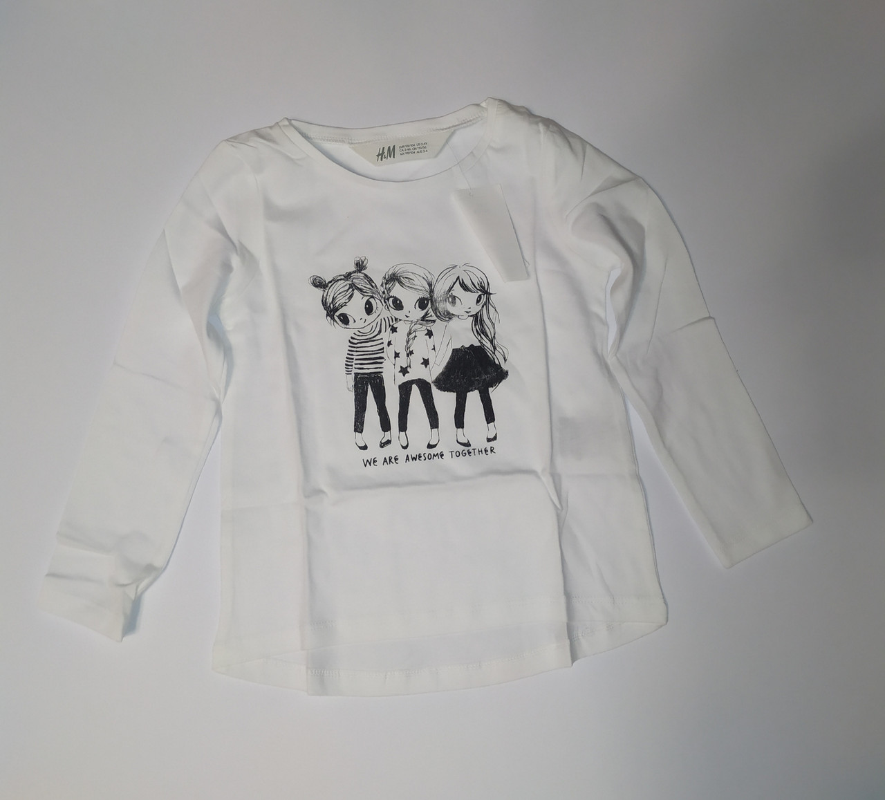Реглан для дівчинки білий H&M р.98/104, 110/116, 122/128 см