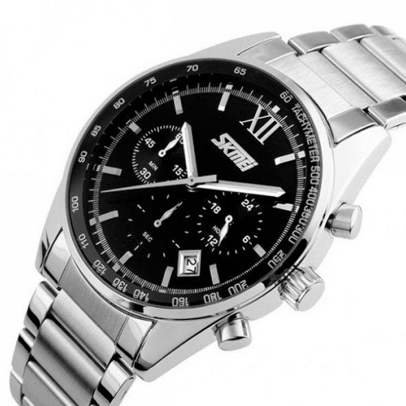 Чоловічий наручний годинник Skmei Tandem 9096 Сріблястий, фото 1