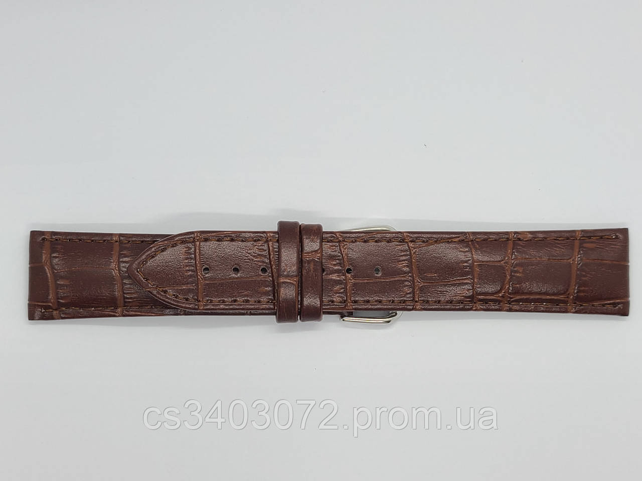 Чорний шкіряний ремінець для наручних годинників з фактурою під крокодила, 22 мм (20мм)