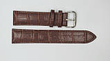 Чорний шкіряний ремінець для наручних годинників з фактурою під крокодила, 22 мм (20мм), фото 5