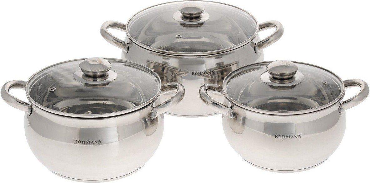 Набір каструль Bohmann BH-0503, 6 предметів нержавіюча сталь, для індукції