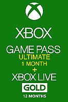 Xbox Game Pass Ultimate 1 месяц + Xbox Live Gold на 12 месяцев (Xbox One/Series S|X) для всех стран