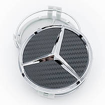 Ковпачки (заглушки) на литі диски Mercedes Benz ((Мерседес) 75 мм Чорный-Карбон, фото 4