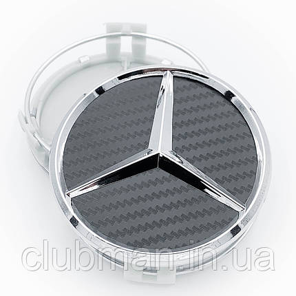 Ковпачки (заглушки) на литі диски Mercedes Benz ((Мерседес) 75 мм Чорный-Карбон, фото 1