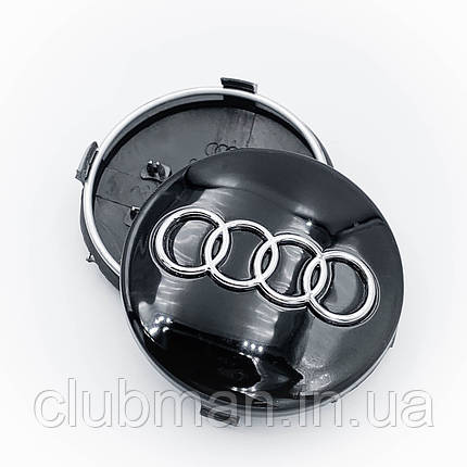 Ковпачки (заглушки) в литі диски AUDI (Ауді) 60 мм Чорний-глянець (4B0601170), фото 1