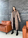 Куртка довга зимова жіоча з матової екошкіри з поясом і капюшоном (р. S-XL) 65kr571, фото 5