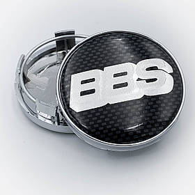 Ковпачки (заглушки) на литі диски BBS 60 мм Чорний карбон Хром база