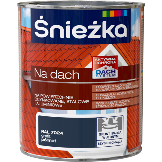 Фарба для дахів полівініл акрилова Sniezka NA DACH ГРАФІТОВИЙ (напівмат)  RAL7024   0.75 л   PL