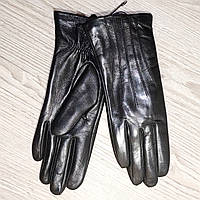 Перчатки женские кожаные черные сенсорные(лайка)