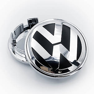 Ковпачки (заглушки) в литі диски VW (Фольцваген) 65 мм Хром база та лого (3B7601171), фото 3
