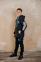 Костюм на хлопчика зимовий чорного кольору Теплий костюм-двійка з капюшоном спортивний вік 6-10 років, фото 3
