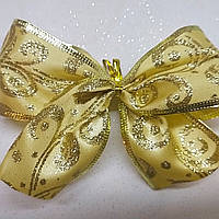 Бантики для украшения новогодних подарков с блестками 1 шт