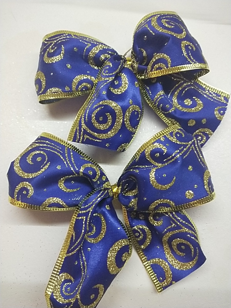 Бантики для прикрашання новорічних подарунків з блискітками 1 шт, фото 1