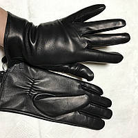 Жіночі чорні рукавички лайка з натуральної шкіри оленя 6.5 (7; 7.5)