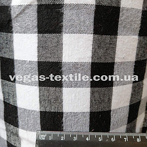 Сорочкова тканина байка карта Чорний з білим 2 см Туреччина