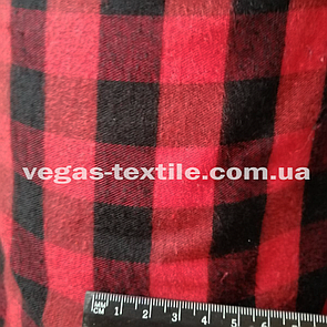 Сорочкова тканина байка карта Чорний з червоним 2 см Туреччина