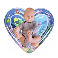 Водный коврик для детей "Сердце", развивающий надувной акваковрик и для младенца