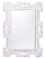Зеркало настенное в резной деревянной раме белого цвета Ажур 100см*70см