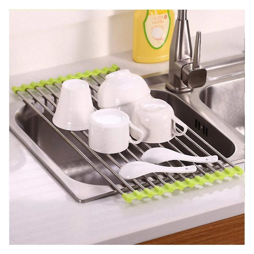 Сушилка для посуду на мийку (раковіну) Kitchen Drainboard (Салатова) подушка посуду на раковині (ST)
