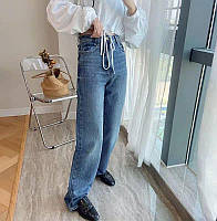 36 РАЗМЕР Женские прямые джинсы широкие прямого кроя синие. Жіночі прямі джинси широкі сині.