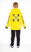 Костюм для хлопчика теплий Чорно-жовтого кольору Теплий костюм-двійка з капюшоном вік 10-15 років, фото 4
