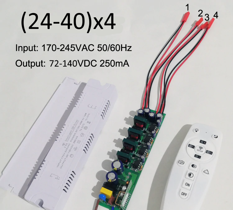 №64 Драйвер + пульт + APP Driver 24-40Wx4 DC72-140V 250mA (4x2pin)