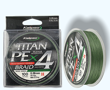 Шнур зелений Kalipso Titan PE X4 MG 100 м. 0.10