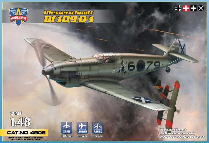 Пластикова модель 1/48 Modelsvit 4806 Німецький винищувач Messerschmitt Bf 109 D-1, фото 1
