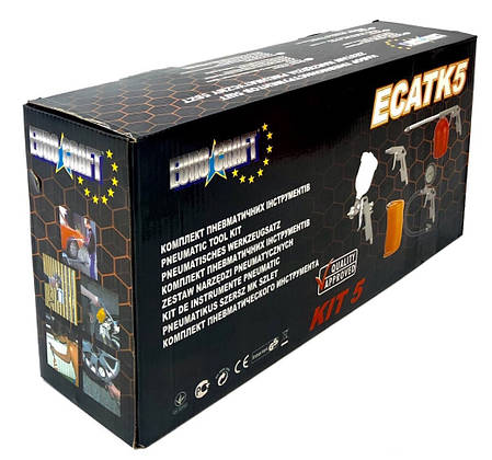 Набір для компресора EURO CRAFT ECATK5 - [ Фарбопульт | Розпилювач | Продувний | Пістолет-насос для шин ], фото 2