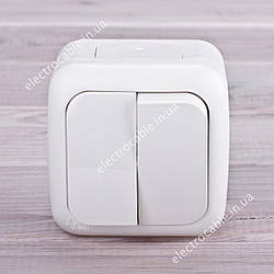 Вимикач 2-клавішний зовнішнього монтажу, крем, герметичний IP54 Viko PALMIYE