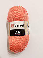 Нитки для в'язання пряжа акрилова дитяча  Baby YarnArt, 100% акрил   50 гр., 150 м,   622 , персиковий насичений