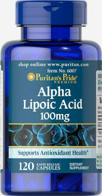 Puritan's Pride Alpha Lipoic Acid, альфа липоевая кислота 100 mg (120 капс.) - фото 1 - id-p1321150656