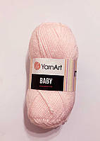 Нитки для вязания, пряжа акриловая детская Baby YarnArt, 100% акрил 50 гр., 150 м, 853, рожевий пудра