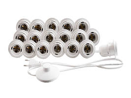 Підсвітка гримерного дзеркала LEDUA світлодіодна врізна з ножним вимикачем 18 шт. E27 білий