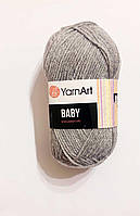 Нитки для в'язання пряжа  акрилова дитяча Baby YarnArt, 100% акрил   50 гр., 150 м,  195,сіра