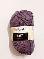 Нитки для в'язання пряжа акрилова дитяча Baby YarnArt, 100% акрил   50 гр., 150 м,  852, сіро-фіолетова пастельна