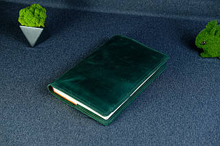 Обкладинка з пеналом для щоденника формату А5 "Модель №16" з натуральної шкіри колір Зелений, фото 5