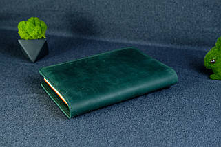 Обкладинка з пеналом для щоденника формату А5 "Модель №16" з натуральної шкіри колір Зелений, фото 4