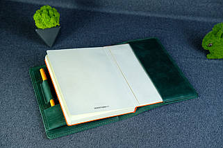 Обкладинка з пеналом для щоденника формату А5 "Модель №16" з натуральної шкіри колір Зелений, фото 3