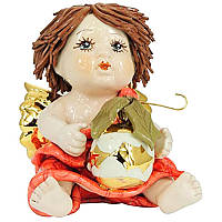 Фигурка из фарфора «Ангелочек с рождественской игрушкой» Zampiva, h-10x7 см (517-3165)