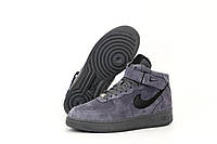 Nike Air Force мех 1 Mid Grey (Серые кроссовки Найк Аир Форс с мехом)