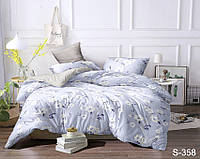 Цветочный 1,5-спальный комплект постельного белья из люкс сатина с компаньоном S358