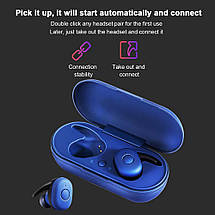 Бездротові навушники BT DT-1 TWS Bluetooth 5.0 вакуумні, блютуз гарнітура, сині, фото 2