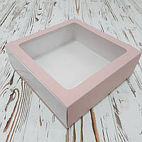 Коробка - пенал з вікном 200х200х65 мм. рожева