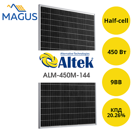 Сонячна батарея Altek ALM-450М-144, 450 Вт 9BB (монокристал), фото 1